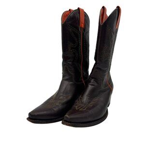 Frye Shelby Studded Leather Western Boots Brown/Orange Womens Size 7
